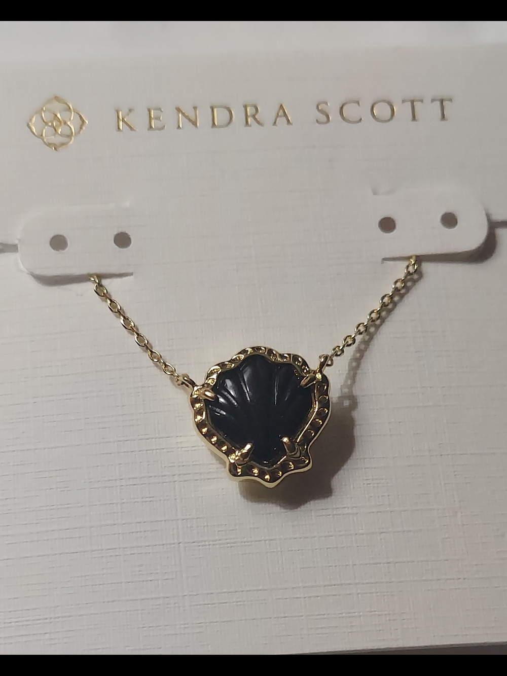 Kendra Scott Gold Necklace with Black Shell Pendant